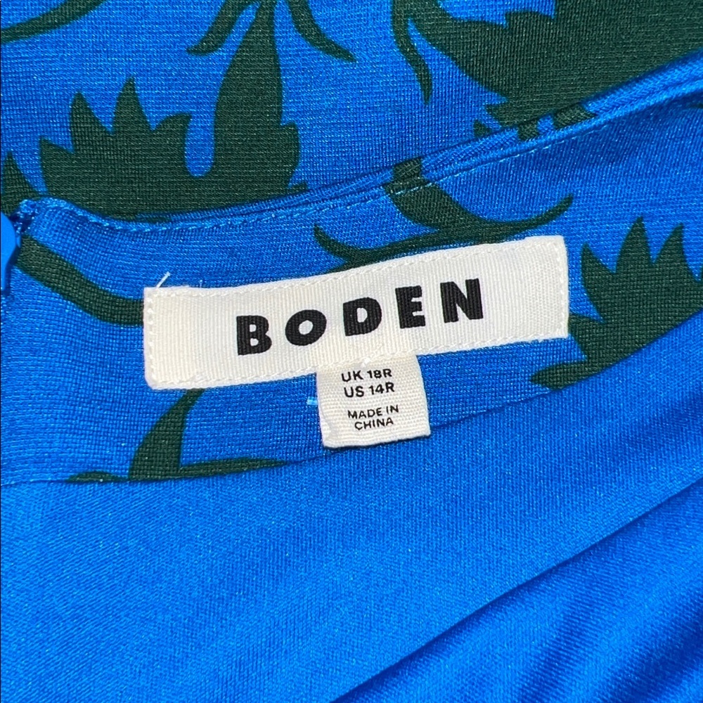 Boden 70s Blue Twisted Waist Jersey Dress Size 14R - Picture 8 of 10